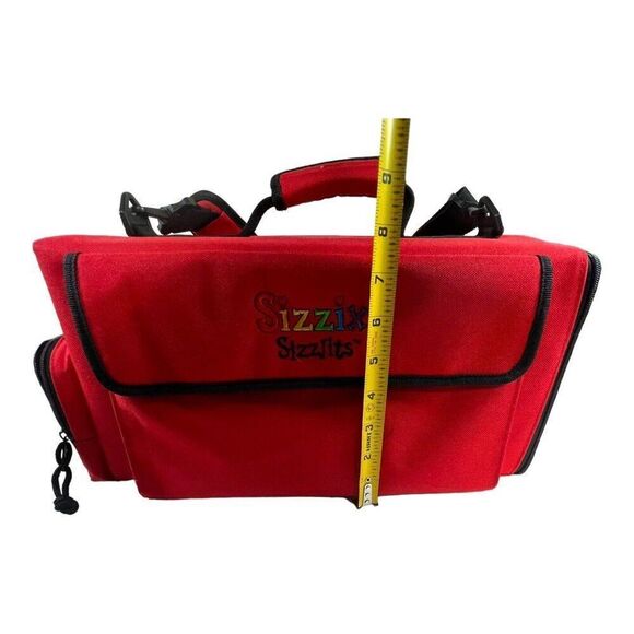 Sizzix Sizzlits Red Tote Bag Carrier Shoulder Strap Holds 4 Alphabet Sets Zipper - Picture 12 of 12